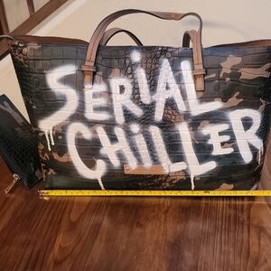 De Vissi Serial Chiller tote bag features crocodile-embossed texture & graffiti